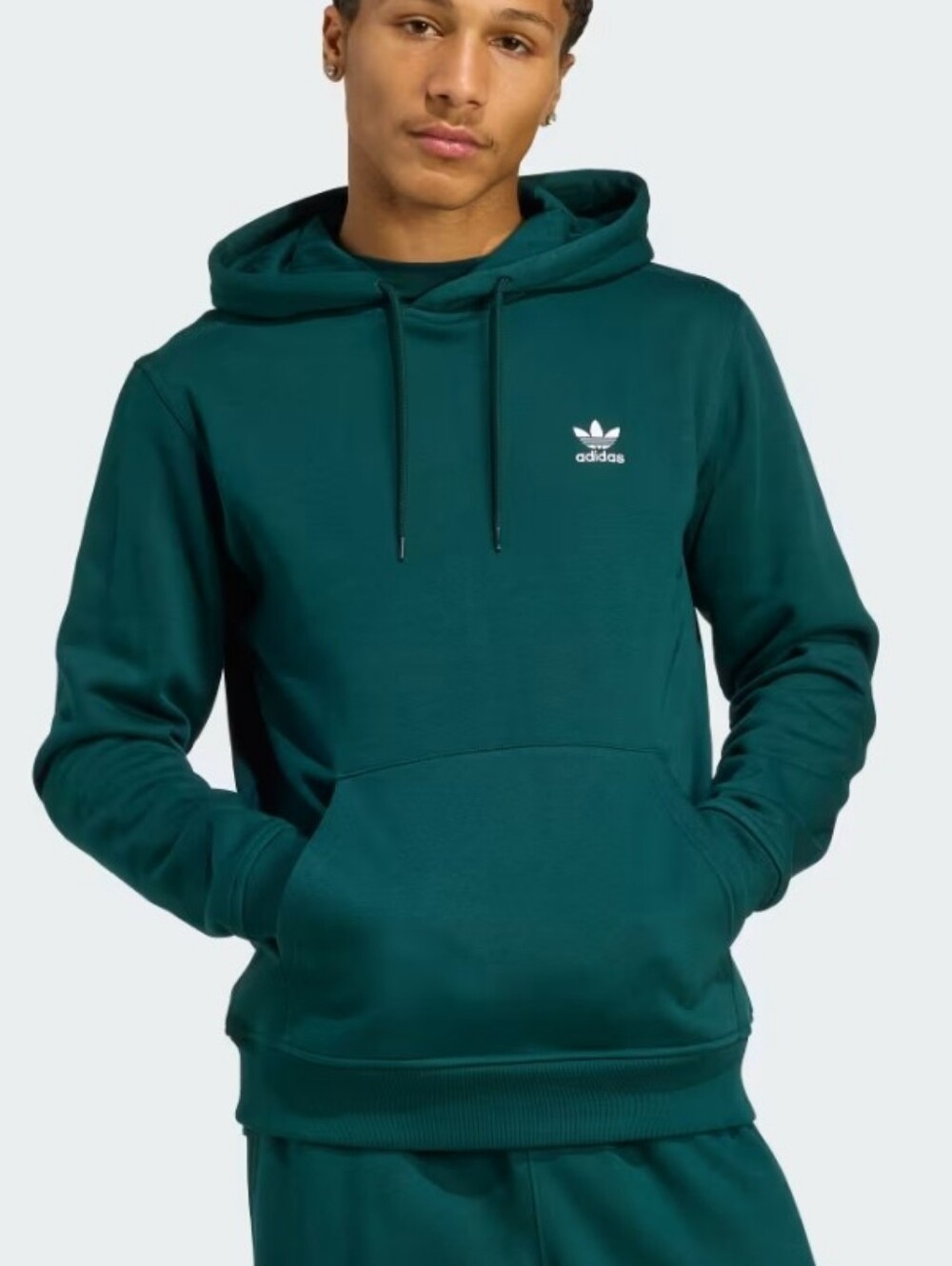 adidas Dark Green Trefoil Pullover Hoodie sz Small